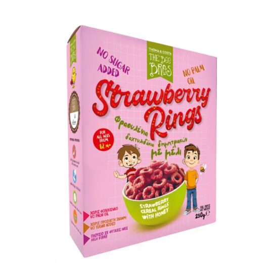 Δημητριακά Φραουλένια δαχτυλιδάκια μελιού 250gr The Bee Bros