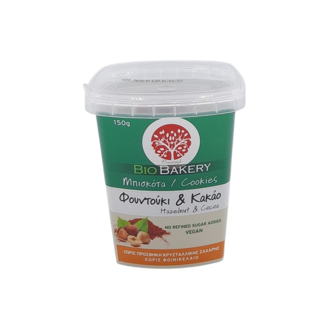 Μπισκότα Φουντούκι & Κακάο Bio 150gr Οικοπάλ