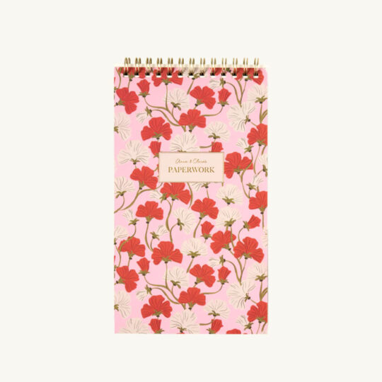 Σημειωματάριο Σπιράλ Ροζ Floral 21x12cm