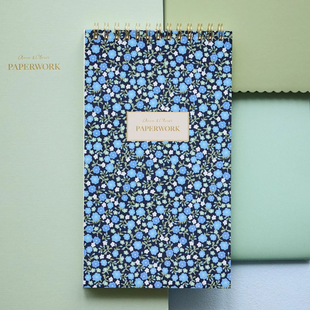 Σημειωματάριο Σπιράλ Μπλε Floral 21x12cm - Image 2