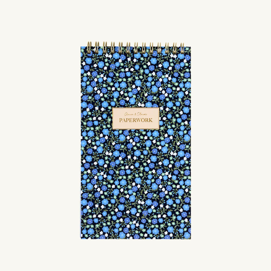 Σημειωματάριο Σπιράλ Μπλε Floral 21x12cm